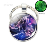 Luminous 12 Zodiac Signs Keychain Constellation Key Chain Leo Libra Virgo Sagittarius Zodiac Jewelry Birthday Gifts Dropshipping