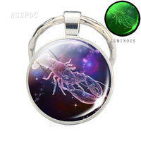 Luminous 12 Zodiac Signs Keychain Constellation Key Chain Leo Libra Virgo Sagittarius Zodiac Jewelry Birthday Gifts Dropshipping