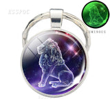 Luminous 12 Zodiac Signs Keychain Constellation Key Chain Leo Libra Virgo Sagittarius Zodiac Jewelry Birthday Gifts Dropshipping