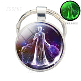 Luminous 12 Zodiac Signs Keychain Constellation Key Chain Leo Libra Virgo Sagittarius Zodiac Jewelry Birthday Gifts Dropshipping