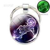 Luminous 12 Zodiac Signs Keychain Constellation Key Chain Leo Libra Virgo Sagittarius Zodiac Jewelry Birthday Gifts Dropshipping