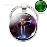 Luminous 12 Zodiac Signs Keychain Constellation Key Chain Leo Libra Virgo Sagittarius Zodiac Jewelry Birthday Gifts Dropshipping