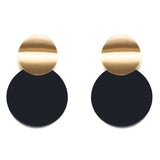 Black Round Metal Earring for Women Gold Shiny Smooth Long Drop Earrings Statement Bijoux