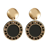 Black Round Metal Earring for Women Gold Shiny Smooth Long Drop Earrings Statement Bijoux