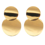 Black Round Metal Earring for Women Gold Shiny Smooth Long Drop Earrings Statement Bijoux