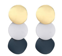 Black Round Metal Earring for Women Gold Shiny Smooth Long Drop Earrings Statement Bijoux