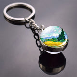 Van Gogh Oil Painting Keychain Starry Night art Picutre Glass Ball Key Chains Van Gogh Jewelry for Men for Women Dropshipping