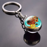 Van Gogh Oil Painting Keychain Starry Night art Picutre Glass Ball Key Chains Van Gogh Jewelry for Men for Women Dropshipping