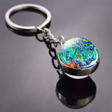 Van Gogh Oil Painting Keychain Starry Night art Picutre Glass Ball Key Chains Van Gogh Jewelry for Men for Women Dropshipping