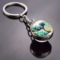 Van Gogh Oil Painting Keychain Starry Night art Picutre Glass Ball Key Chains Van Gogh Jewelry for Men for Women Dropshipping