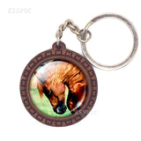 Horse Wooden Keychain Horse Picture Glass Cabochon Keychain Wooden Jewelry Aanimal Key Pendant Christmas Gifts Dropshipping