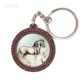 Horse Wooden Keychain Horse Picture Glass Cabochon Keychain Wooden Jewelry Aanimal Key Pendant Christmas Gifts Dropshipping