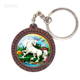 Horse Wooden Keychain Horse Picture Glass Cabochon Keychain Wooden Jewelry Aanimal Key Pendant Christmas Gifts Dropshipping