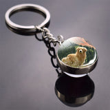 Dog Keychain Lovely Dog Picture Glass Ball Key Chains Animal Keychain Jewelry for Men And Women Dog Lovers Gifts Dropshipping