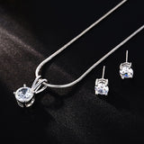 Silver Clear Crystal Zircon Bridal Wedding Jewelry Sets for Women Blue Water Drop CZ Necklaces Earrings Set