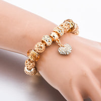 Crystal Heart Charm Bracelets for Women Gold Beads Bracelet Bangles Jewellery Bracelet