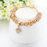 Crystal Heart Charm Bracelets for Women Gold Beads Bracelet Bangles Jewellery Bracelet