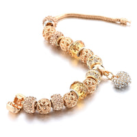 Crystal Heart Charm Bracelets for Women Gold Beads Bracelet Bangles Jewellery Bracelet