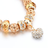 Crystal Heart Charm Bracelets for Women Gold Beads Bracelet Bangles Jewellery Bracelet