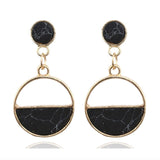 Round Drop Earrings for Women Acrylic Insert Black White Earrings