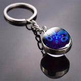 12 Constellation Keychain Fashion Double Side Cabochon Glass Ball Keychain Zodiac Signs Jewelry For Men For Women Birthday Gift