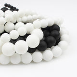 Natural Stone White Black Dull Polish Matte Onyx Agates Smooth Round Beads for Jewelry Making DIY Bracelet 15" Strand 4-12mm