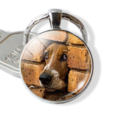 Lovely Dog Keychain Shiba Inu Dog Picture Keychain Glass Cabochon Pendant Metal Ring Keyring Dog Lover Gift Dropshipping