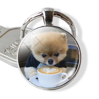 Lovely Dog Keychain Shiba Inu Dog Picture Keychain Glass Cabochon Pendant Metal Ring Keyring Dog Lover Gift Dropshipping