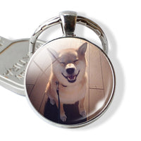 Lovely Dog Keychain Shiba Inu Dog Picture Keychain Glass Cabochon Pendant Metal Ring Keyring Dog Lover Gift Dropshipping