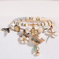 Pink whale Bracelets Charm for Women Flower Bracelets Bangles Crystal Jewelry Gold Fish Tail Bracelet