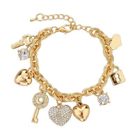 Heart Charm Bracelets Bangles Gold Color Bracelets for Women Bracelet