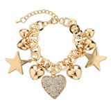 Heart Charm Bracelets Bangles Gold Color Bracelets for Women Bracelet