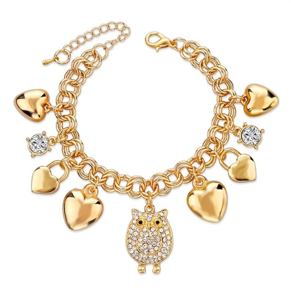 Heart Charm Bracelets Bangles Gold Color Bracelets for Women Bracelet