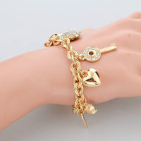 Heart Charm Bracelets Bangles Gold Color Bracelets for Women Bracelet