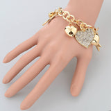 Heart Charm Bracelets Bangles Gold Color Bracelets for Women Bracelet