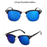 100% Polarized Semi-Rimless Sunglasses Women Men Classic Sun Glasses