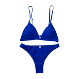 Thong Bikini Set Women Swimwear Pure Color Push Up Padded Swimsuit Women Bathing Suit Beachwear