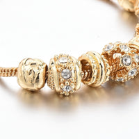 Gold Crystal Bracelets for Women Heart Charm Bracelets Bangles With Crystal Beads DIY Jewellery