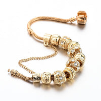 Gold Crystal Bracelets for Women Heart Charm Bracelets Bangles With Crystal Beads DIY Jewellery