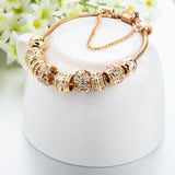 Gold Crystal Bracelets for Women Heart Charm Bracelets Bangles With Crystal Beads DIY Jewellery