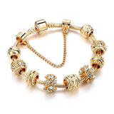 Gold Crystal Bracelets for Women Heart Charm Bracelets Bangles With Crystal Beads DIY Jewellery