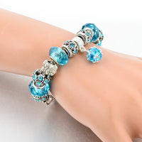 Blue Crystal Charm Bracelets for Women DIY Glass Beads Bracelets Bangles designs Jewelry Bracelet