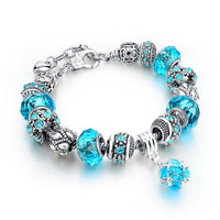 Blue Crystal Charm Bracelets for Women DIY Glass Beads Bracelets Bangles designs Jewelry Bracelet