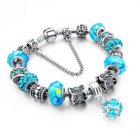 Blue Crystal Charm Bracelets for Women DIY Glass Beads Bracelets Bangles designs Jewelry Bracelet