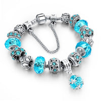 Blue Crystal Charm Bracelets for Women DIY Glass Beads Bracelets Bangles designs Jewelry Bracelet