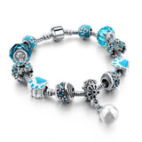 Blue Crystal Charm Bracelets for Women DIY Glass Beads Bracelets Bangles designs Jewelry Bracelet