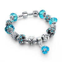 Blue Crystal Charm Bracelets for Women DIY Glass Beads Bracelets Bangles designs Jewelry Bracelet