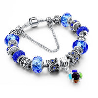 Blue Crystal Charm Bracelets for Women DIY Glass Beads Bracelets Bangles designs Jewelry Bracelet