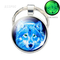 Glow In The Dark Wolf Keychain Luminous Wolf Head Key Chains Howling Wolf Keyring Wolf Jewelry Gifts for Him for Boyfriend