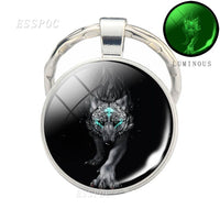 Glow In The Dark Wolf Keychain Luminous Wolf Head Key Chains Howling Wolf Keyring Wolf Jewelry Gifts for Him for Boyfriend